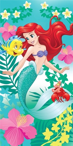 Badehåndklæde - Disney - Den lille havfrue - 70x140 cm - 100% Bomuld